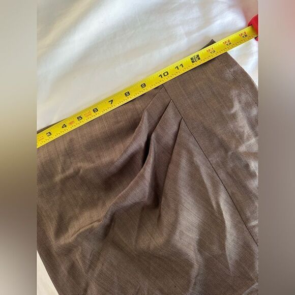 MaxMara Women wool silk blend Brown Skirt front pleated wrap sz2 - Picture 3 of 7